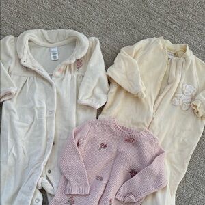 Carter's Cream and Light Pink Baby One-Pieces and Sweater Set